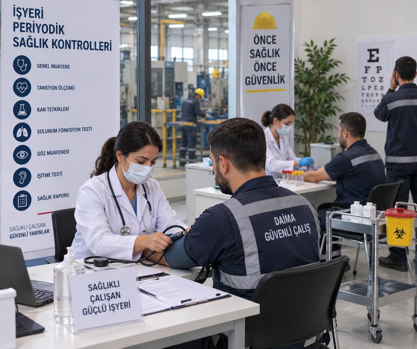 İşyerinde çalışanların periyodik sağlık kontrollerini gerçekleştiren sağlık personeli